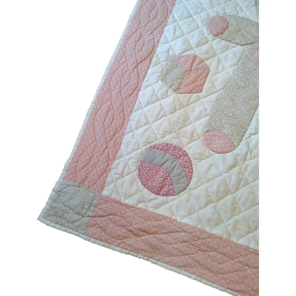 Vintage‎ baby quilt teddy Handmade Quilted